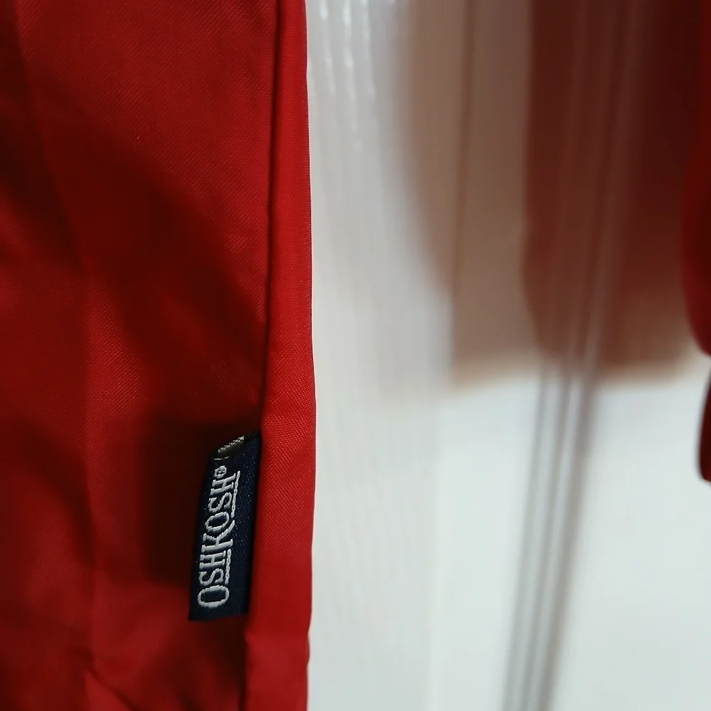 Osh Kosh Hooded Raincoat Windbreaker Pullover 6/7 Red Packable jacket